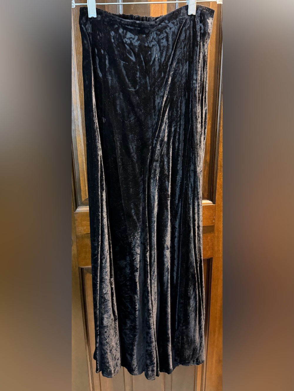 VTG Double D Ranchwear Black Crushed Velvet Maxi Skirt